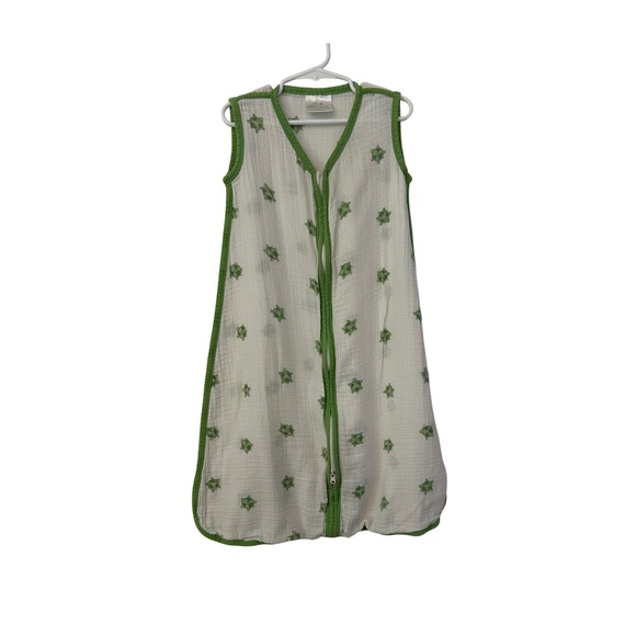Aiden + Anais Other - Baby Sleep Sack White Green Turtle Print Muslin Zippered Sleeveless 6-12mo